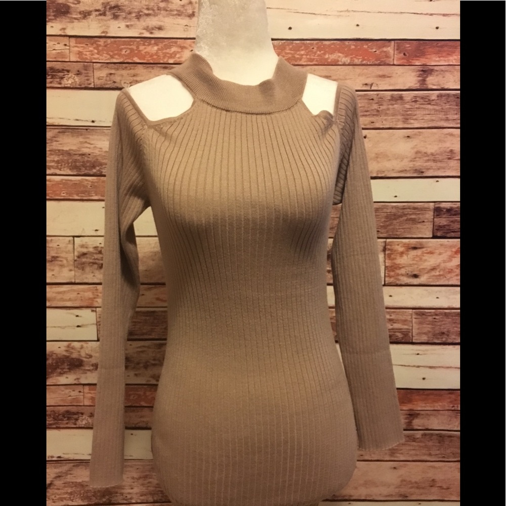 Pink cold shoulder sweater